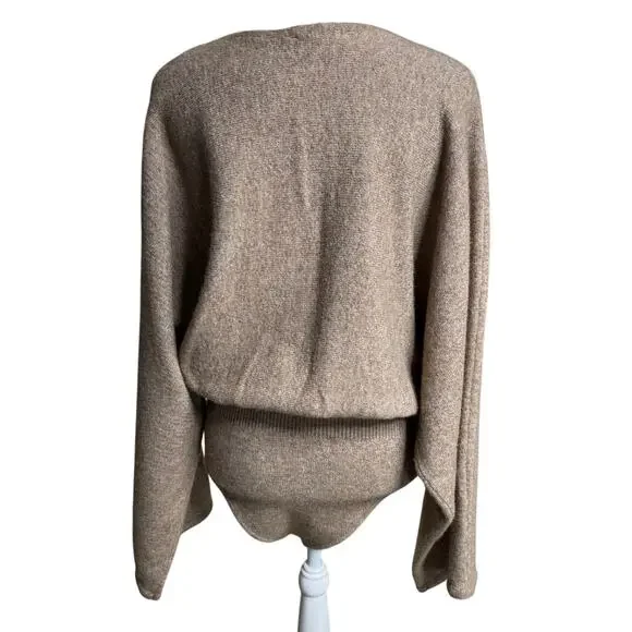 Zara Taupe Textured Wool & Camel Knit Bodysuit Size Large - Picture 9 of 15